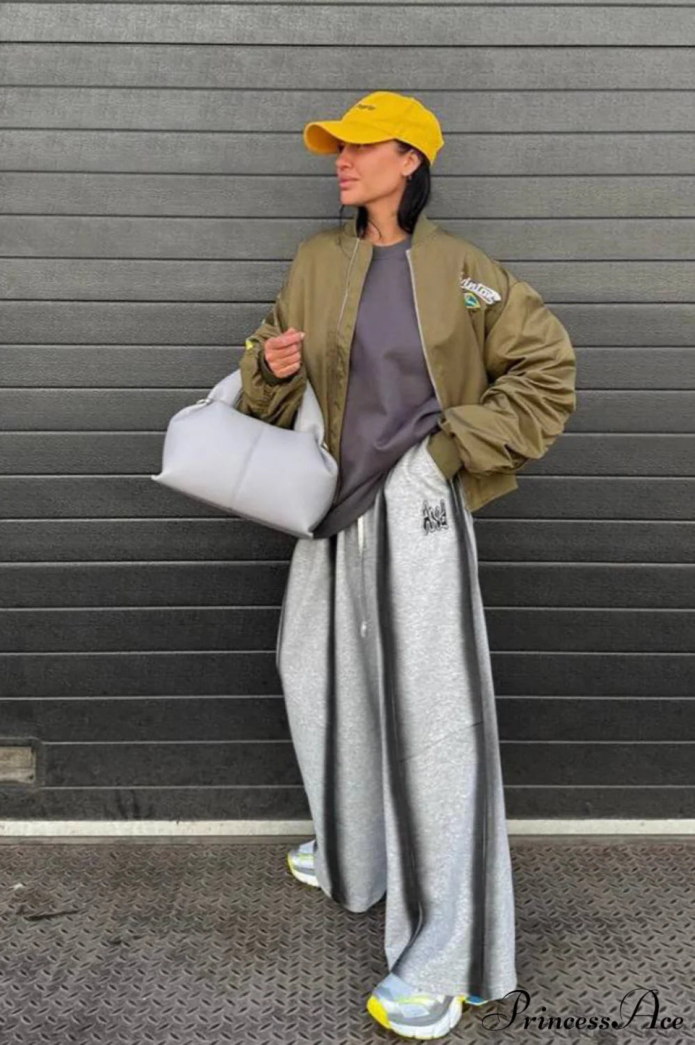 Embroidered Loose Bomber Long Sleeve High End Green Jacket