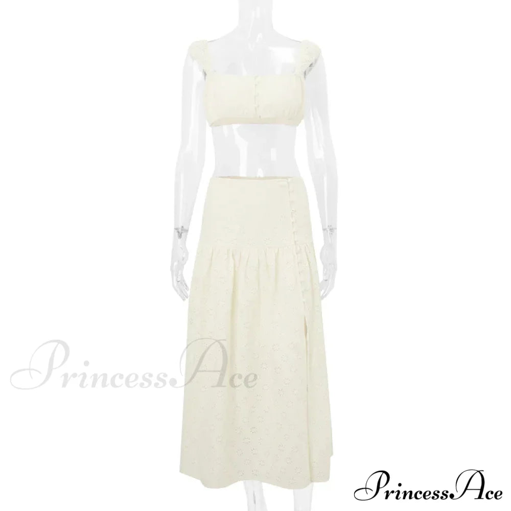 Embroidered Print Bralette Charming And Maxi Skirt Set Long Set