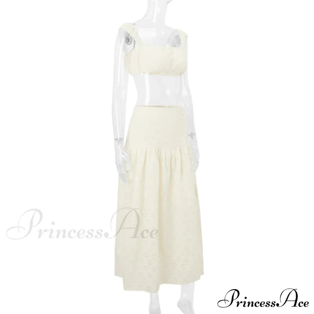 Embroidered Print Bralette Charming And Maxi Skirt Set Long Set