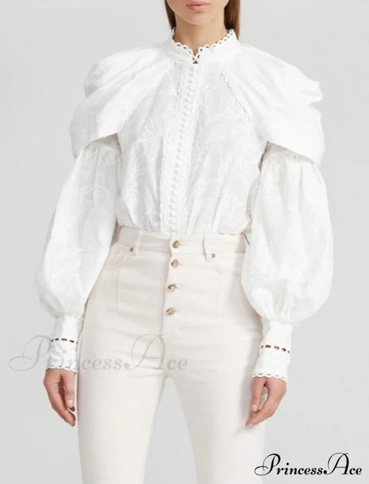 Embroidered Virginia Blouse White / S Tops & Blouses