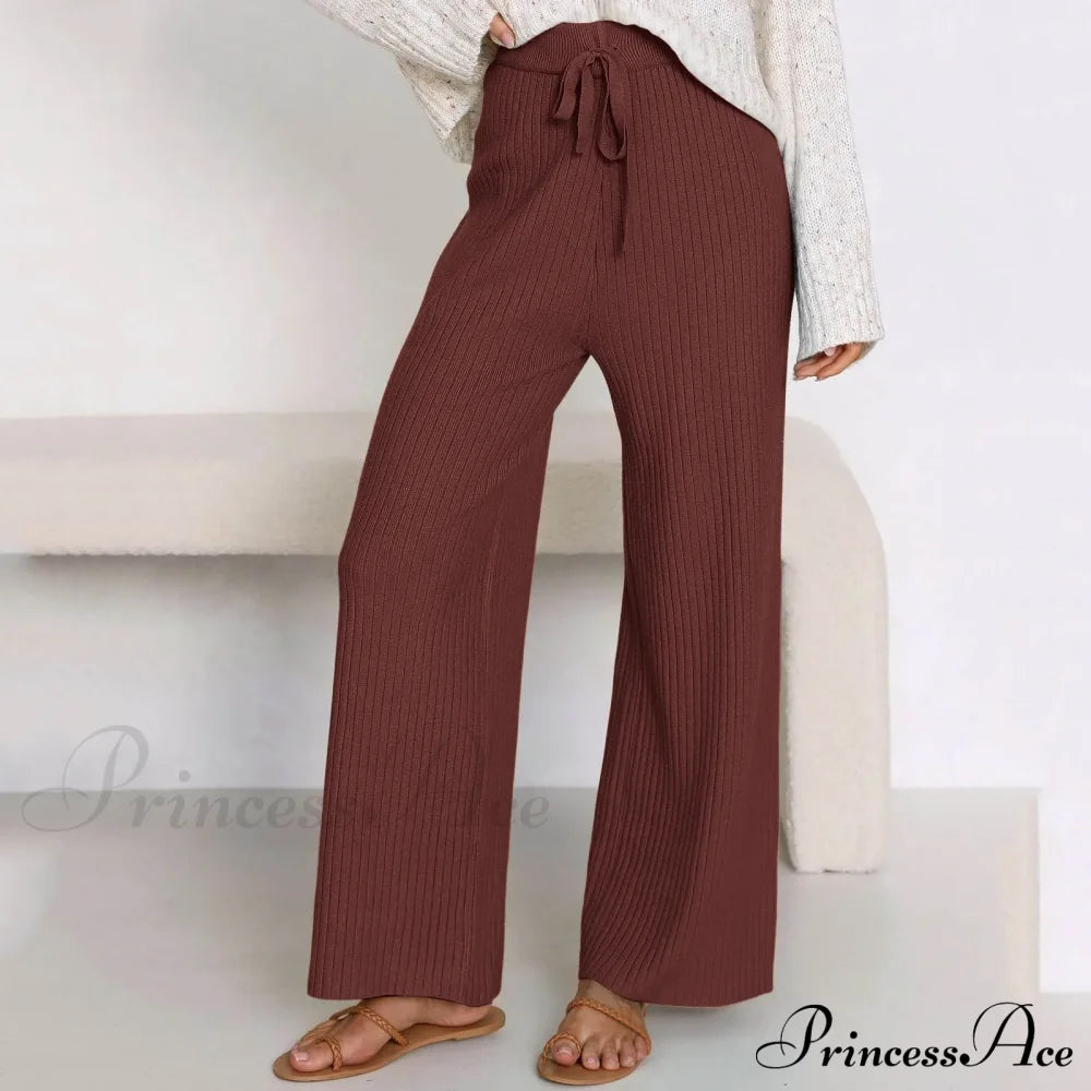 Embroidery Bow Knitted Flare Casual Slim Fit Sweatpants All-Match Pants