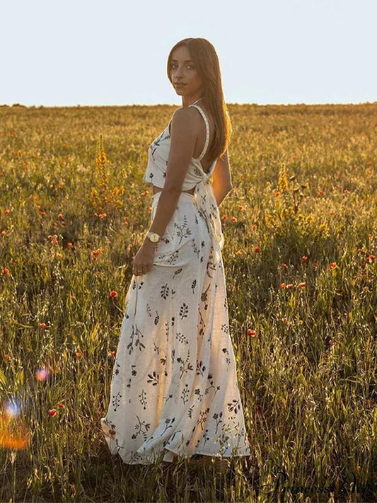 Embroidery Strap Maxi Dress