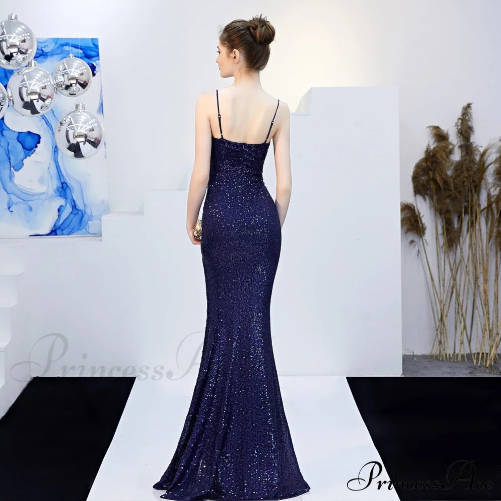 Emma Sequined Stylish Formal Slit Dress S.o. Long Dresses