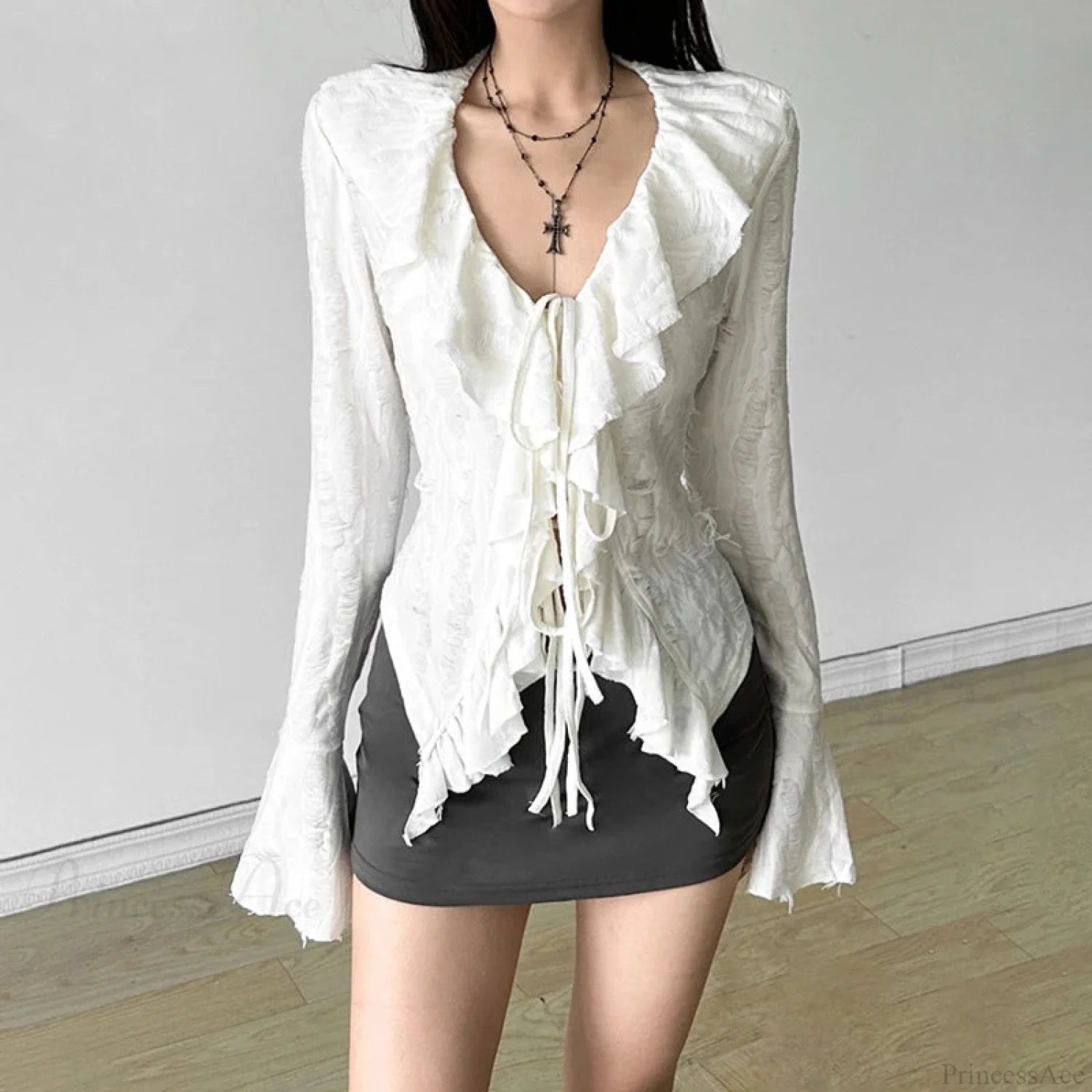 Enchantedcore Frilled Plunging-neck Blouse