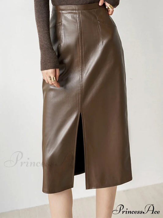 Eternity Nightshade Graceful Pu Leather Skirt Brown / Xs Skirts