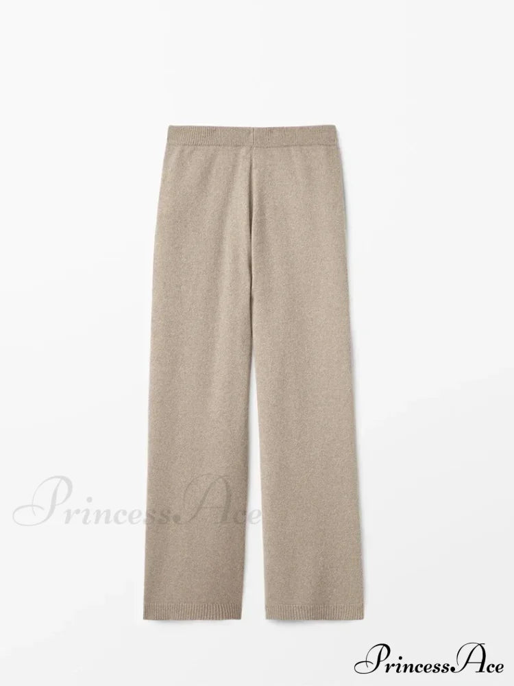 Ethereal Elegant Knitted Casual Elastic High-Waisted Straight Leg Pants