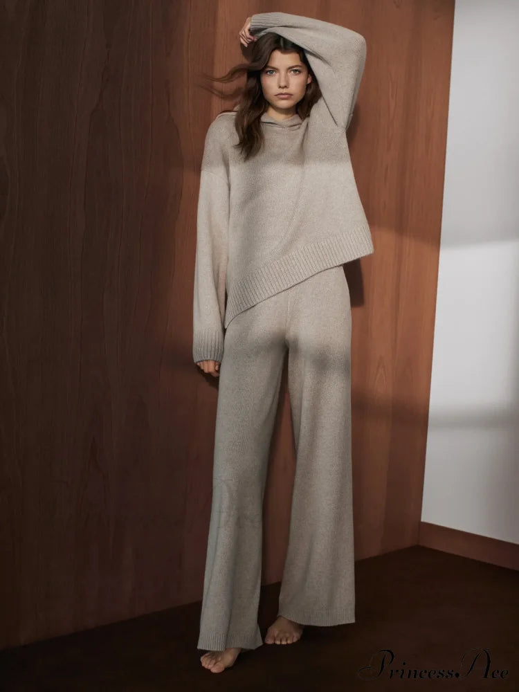 Ethereal Elegant Knitted Casual Elastic High-Waisted Straight Leg Pants