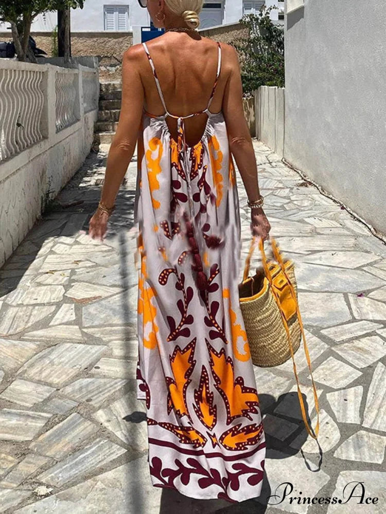 Ethnic Printed Loose Charming Cami Maxi Dress Dresses