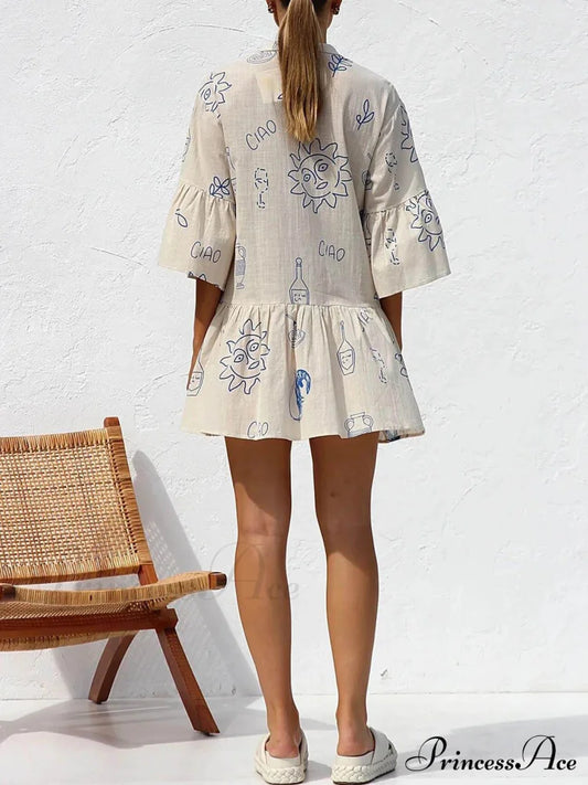 Ethnic Style Loose Charming Shirt Short Dress Dresses