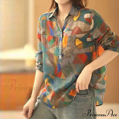 Ethnic Vintage Style Print Casual Blouses