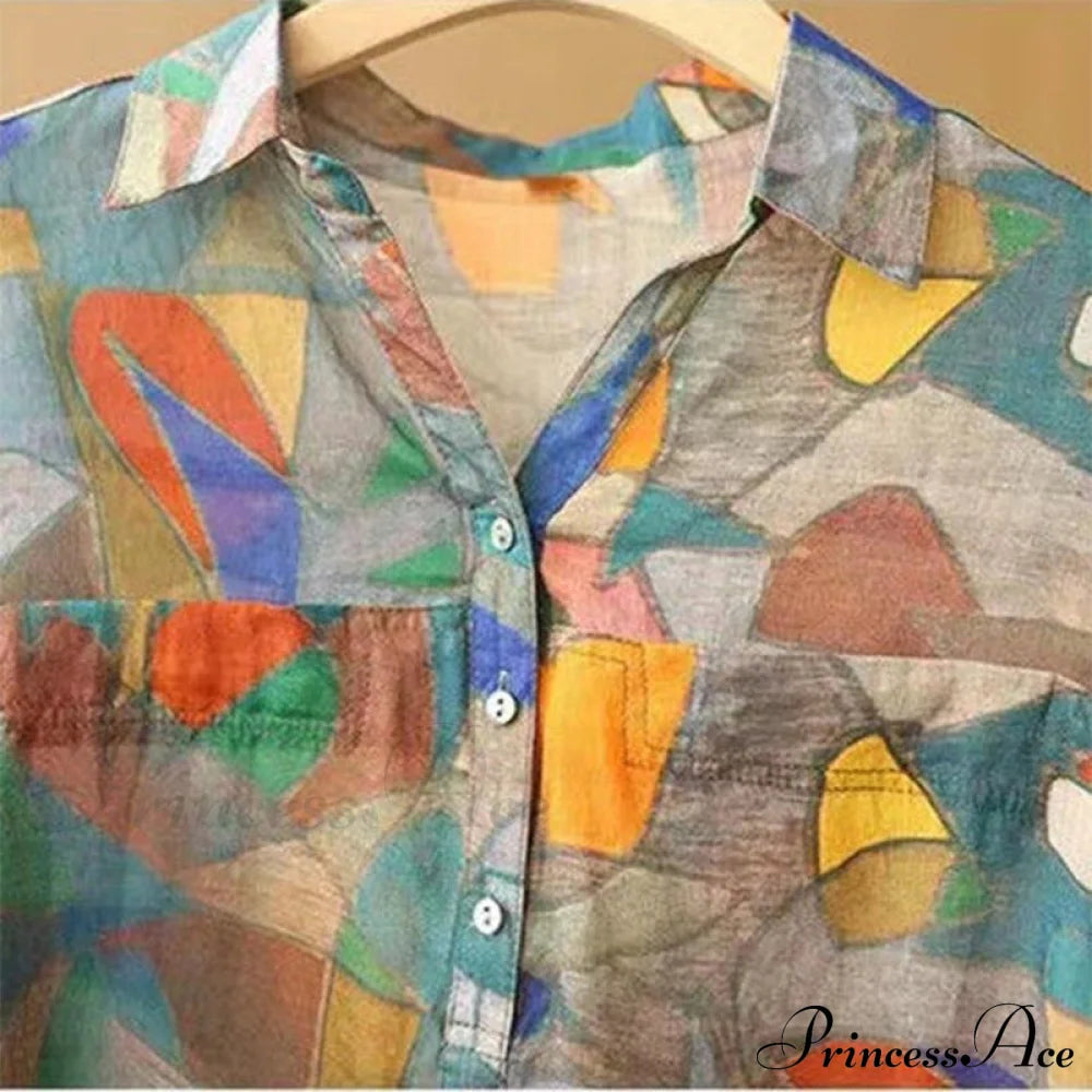 Ethnic Vintage Style Print Casual Blouses