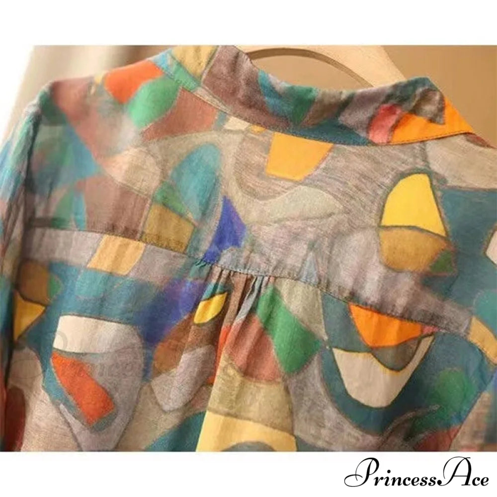 Ethnic Vintage Style Print Casual Blouses