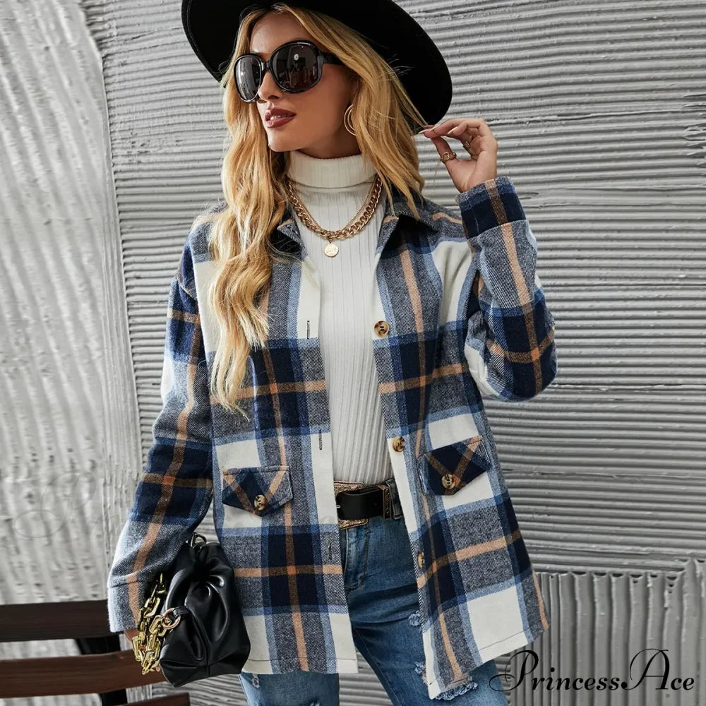 European American Cross-Border Fashionable Elegant Printed Stylish Coat Blue / S Coats-L