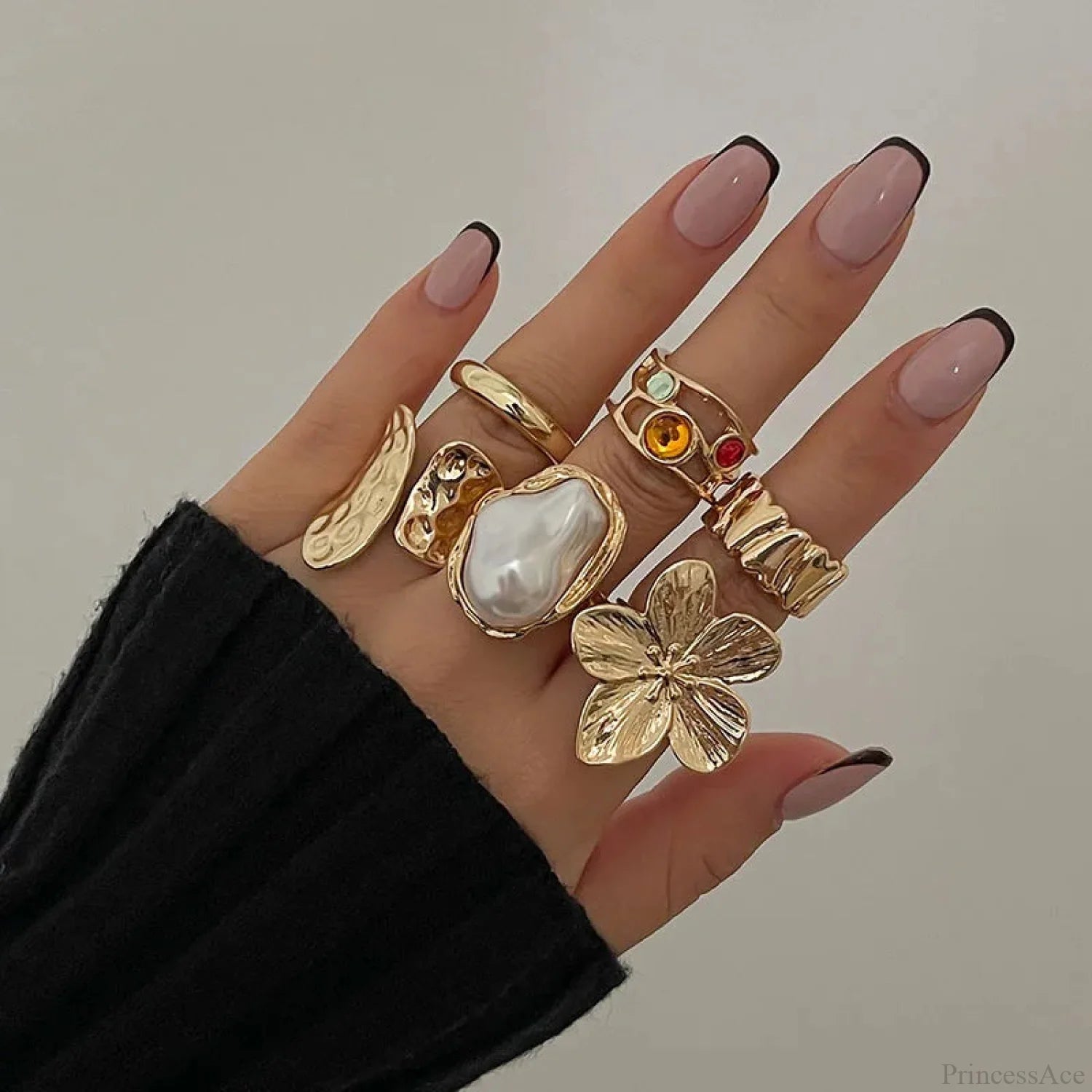 European Ornate Pearl Medieval Ring