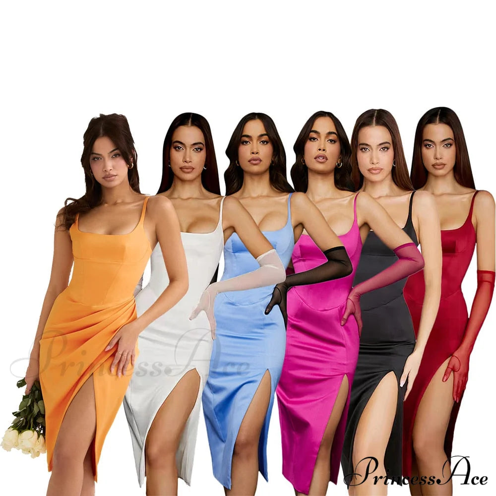 Eve Gown Dress New Women Warm-Season Midi Satin Elegant Black For Party White Night Evening - Years