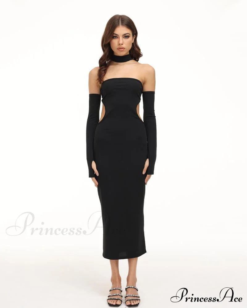 Eventide Horizon Tube Charming Halter Dress With Gloves Black / Xs Dresses