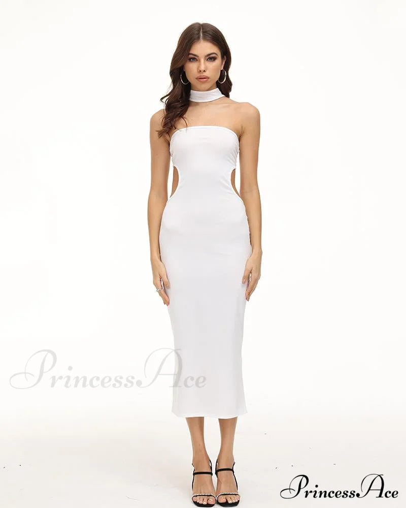 Eventide Horizon Tube Charming Halter Dress With Gloves White / Xs Dresses