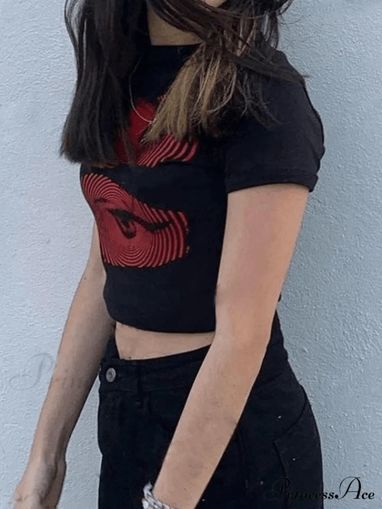 Eye Look Graphic Trendy Crop Tank Top Tops&Tees