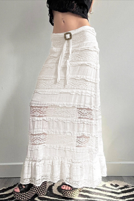 Jacquard Lace Slim Maxi Skirt