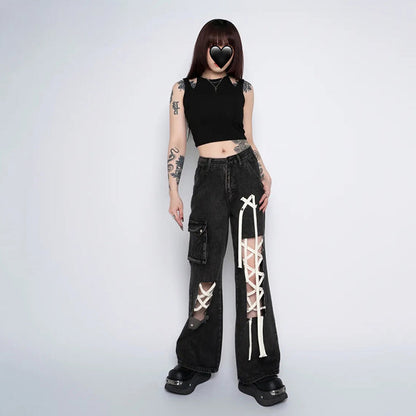 Grunge Ripped Hole Halloween Pants