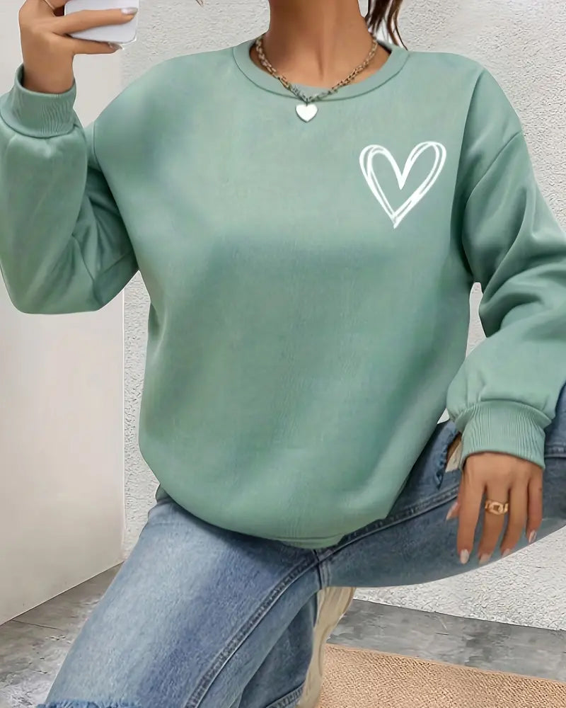 Heart in Sweatshirt Solid Design Color