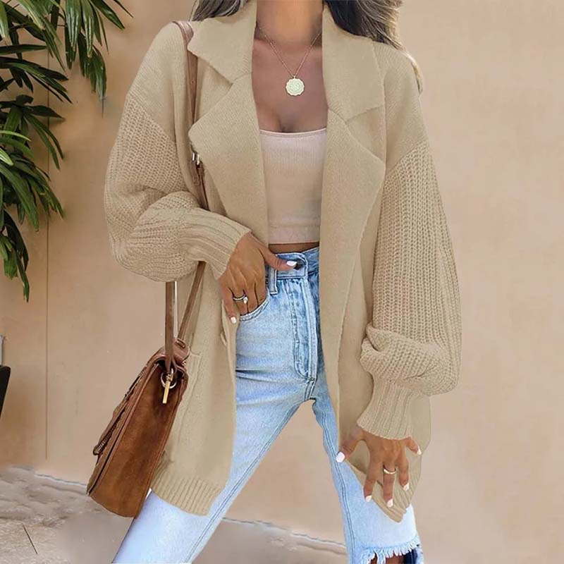 Casual Solid Colour Cardigan Khaki best Best Sellings cardigan cardigans clothes Sale tops Topseller