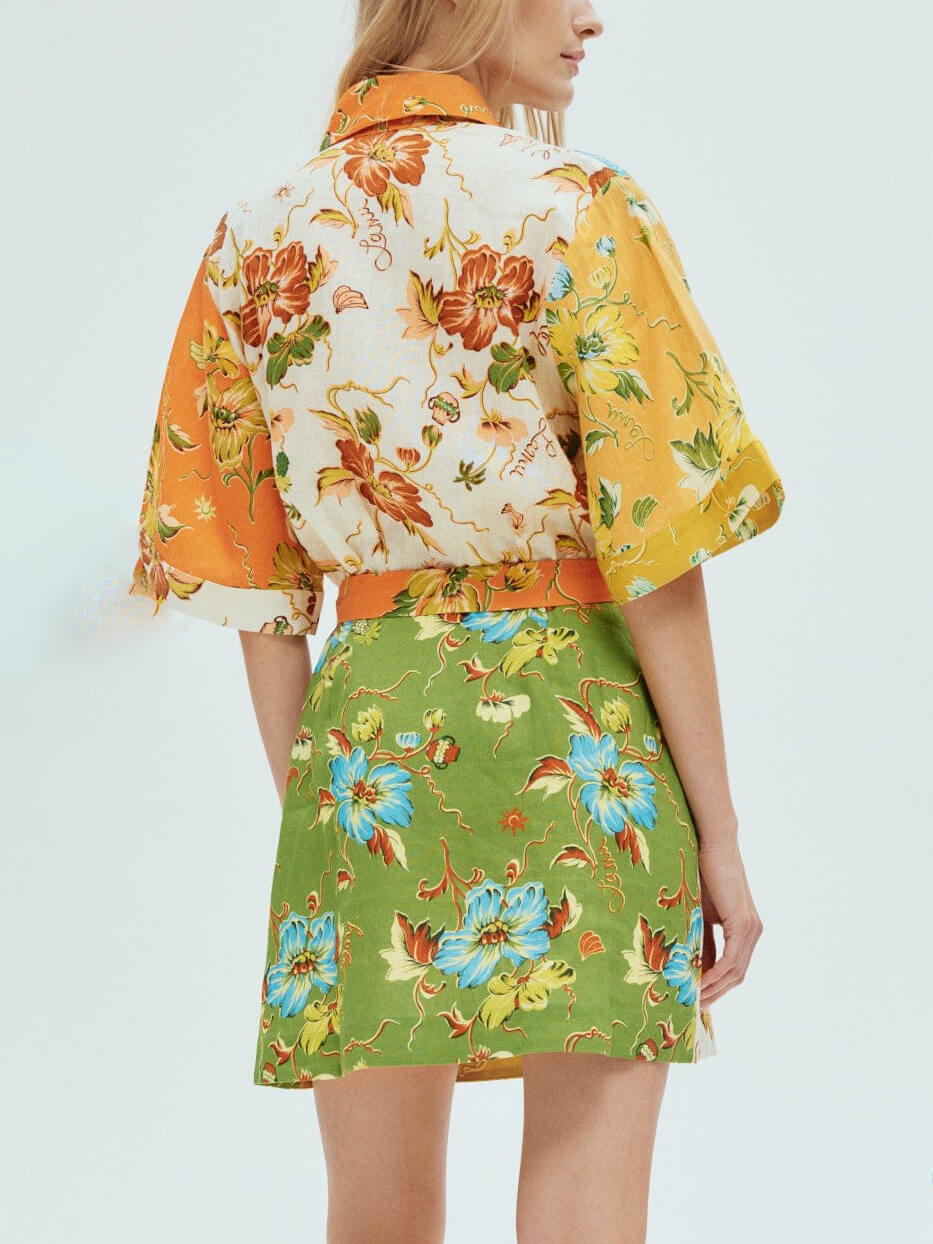 Unique Contrasting Floral Charming Print Mini Dress Dresses