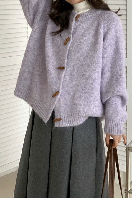 Relaxed Toggle Cardigan Purple / One Size