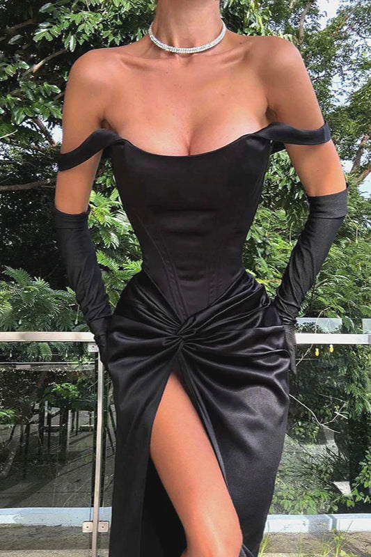 Partykleid aus Satin mit Twist-Vorderseite und Schlitz 