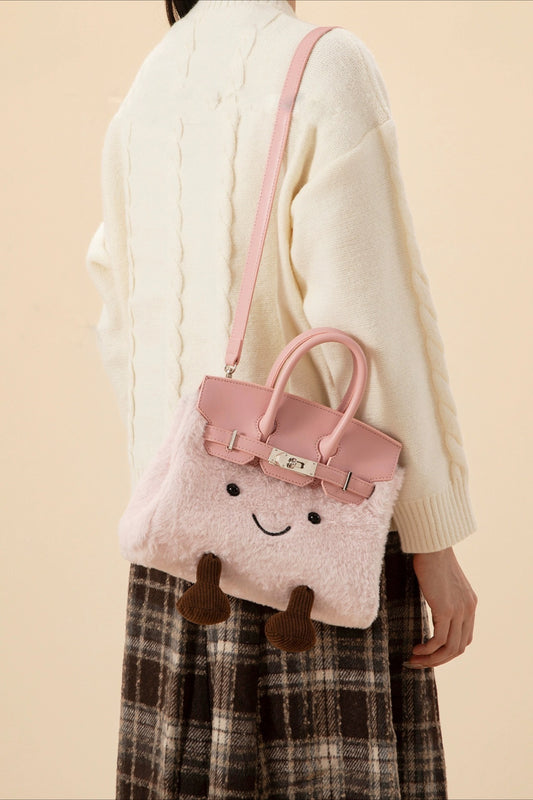 Cartoon Pattern Plush Crossbody Kelly-style Bag