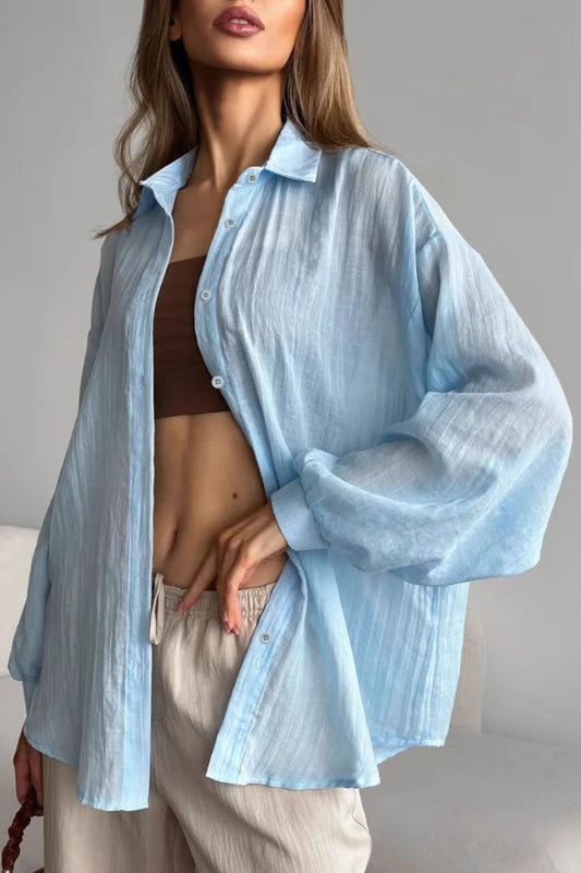 Solid Casual Chic Long Sleeve Blouse