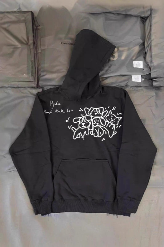 Dog Graffiti Graphic Heavyweight Pullover Hoodie