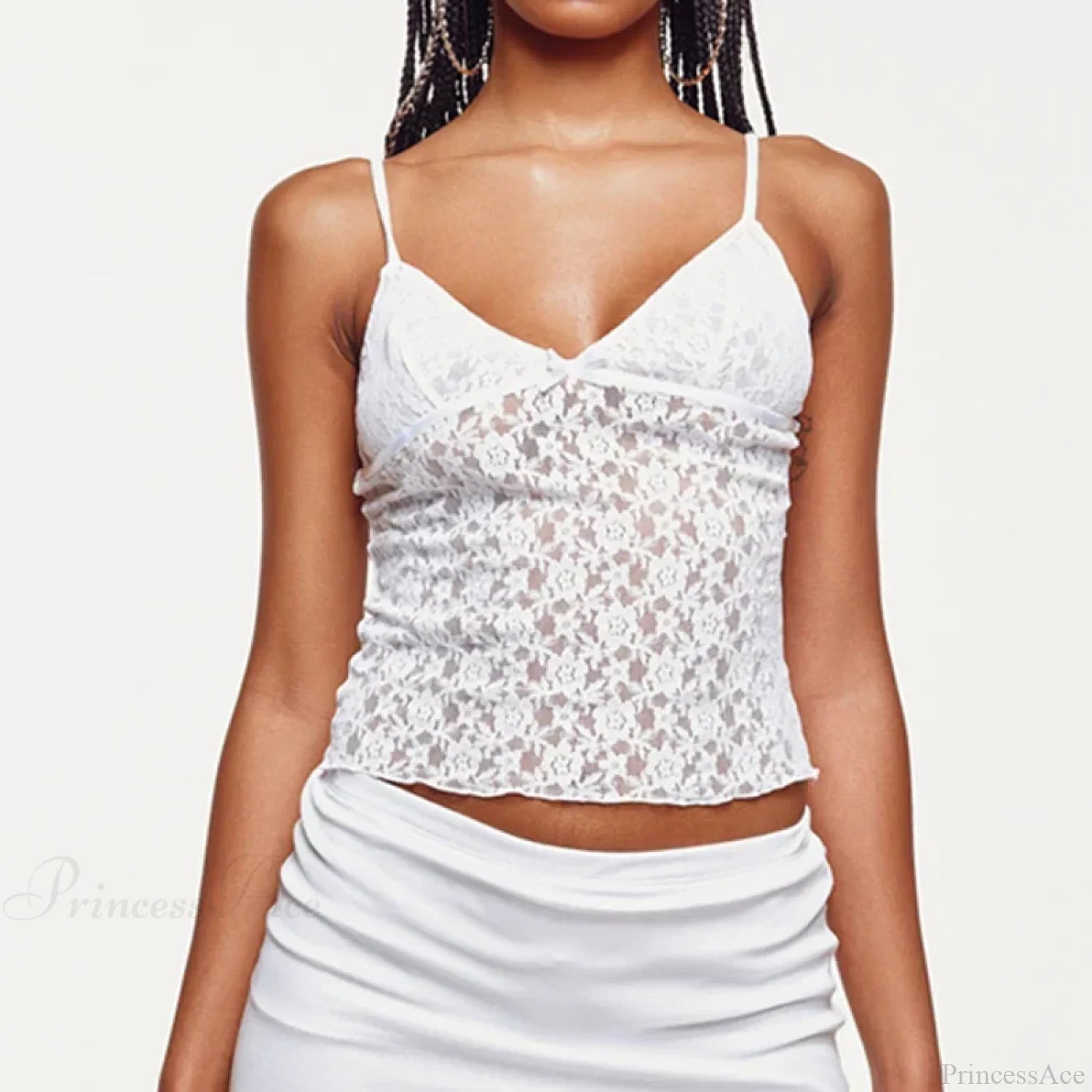 Fairy Floral Lace Mesh V Neck Crop Top croptop-250126