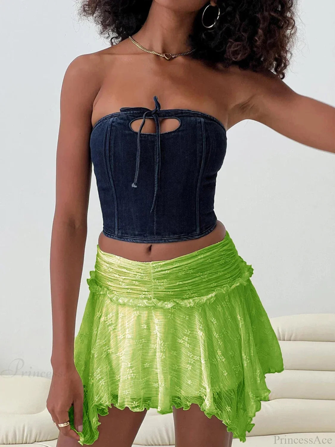 Fairy Grunge Layered Ruffle Skirt Green / S skirts-250223