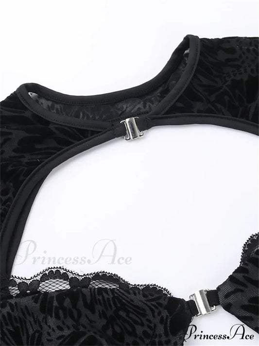 Fairycore Grunge Lace Backless Hollow Out Short Sleeve T-Shirts