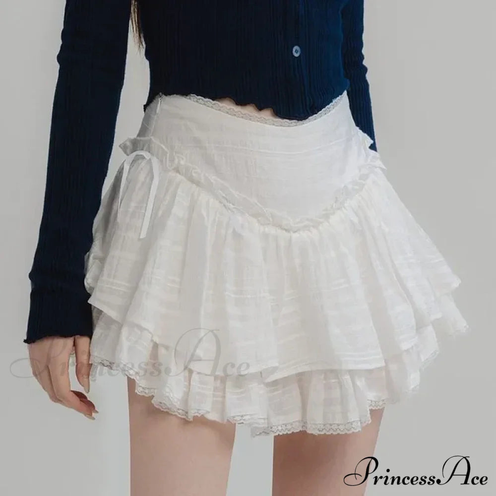 Fairycore Ruffle Lace Coquette Layered Mesh Korean Skirt