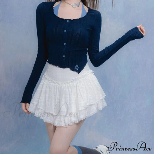 Fairycore Ruffle Lace Coquette Layered Mesh Korean Skirt