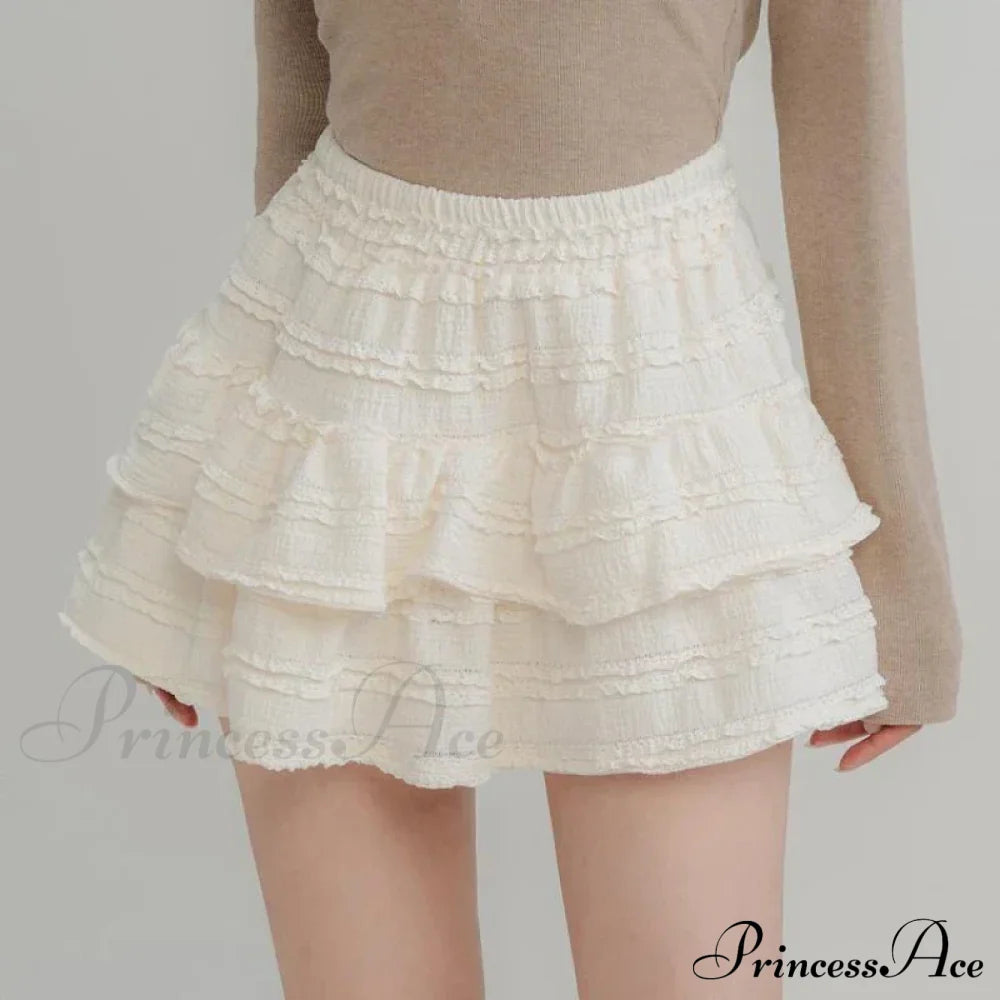 Fairycore White Lace Patchwork Layered Skirt