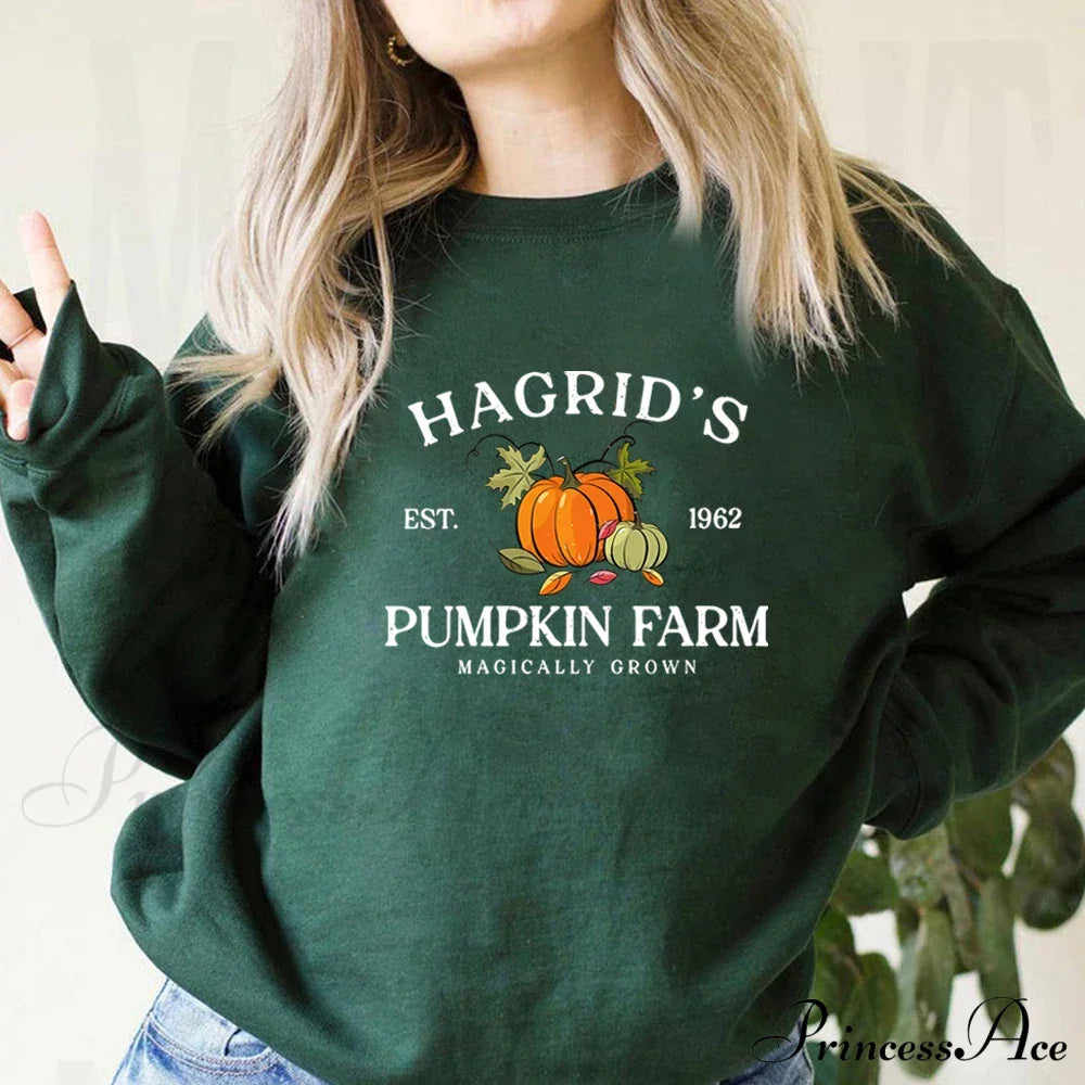 Fall Festive Pumpkin Cozy Warm Hoodie Dark Green / S Sweatshirts & Hoodies-L