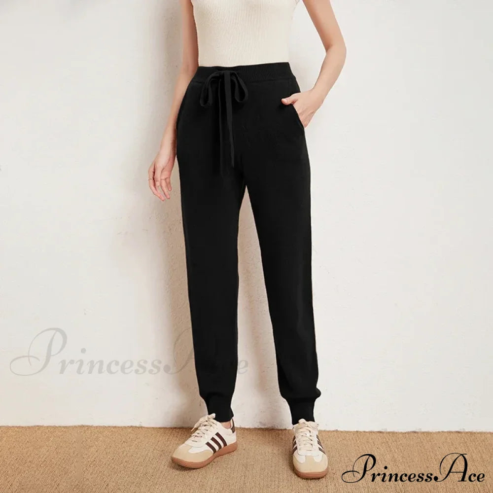 Fall New Solid Wide Pit Stripe Casual Knitted Wide-Legged Streetwear Pants