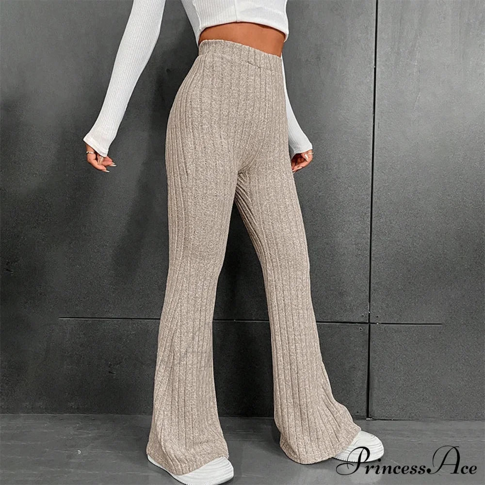 Fall New Solid Wide Pit Stripe Casual Knitted Warm Streetwear Pants