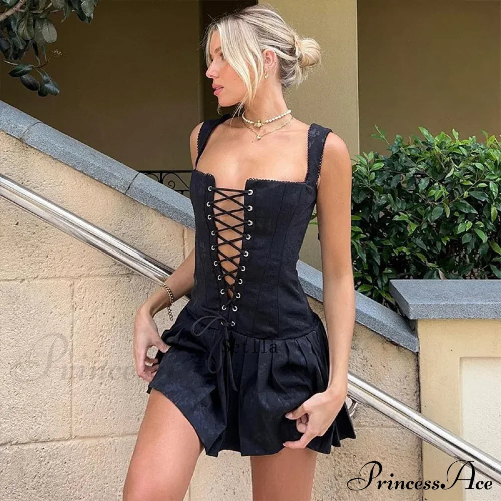 Fashion Bandage Backless Pleated Dress Mini