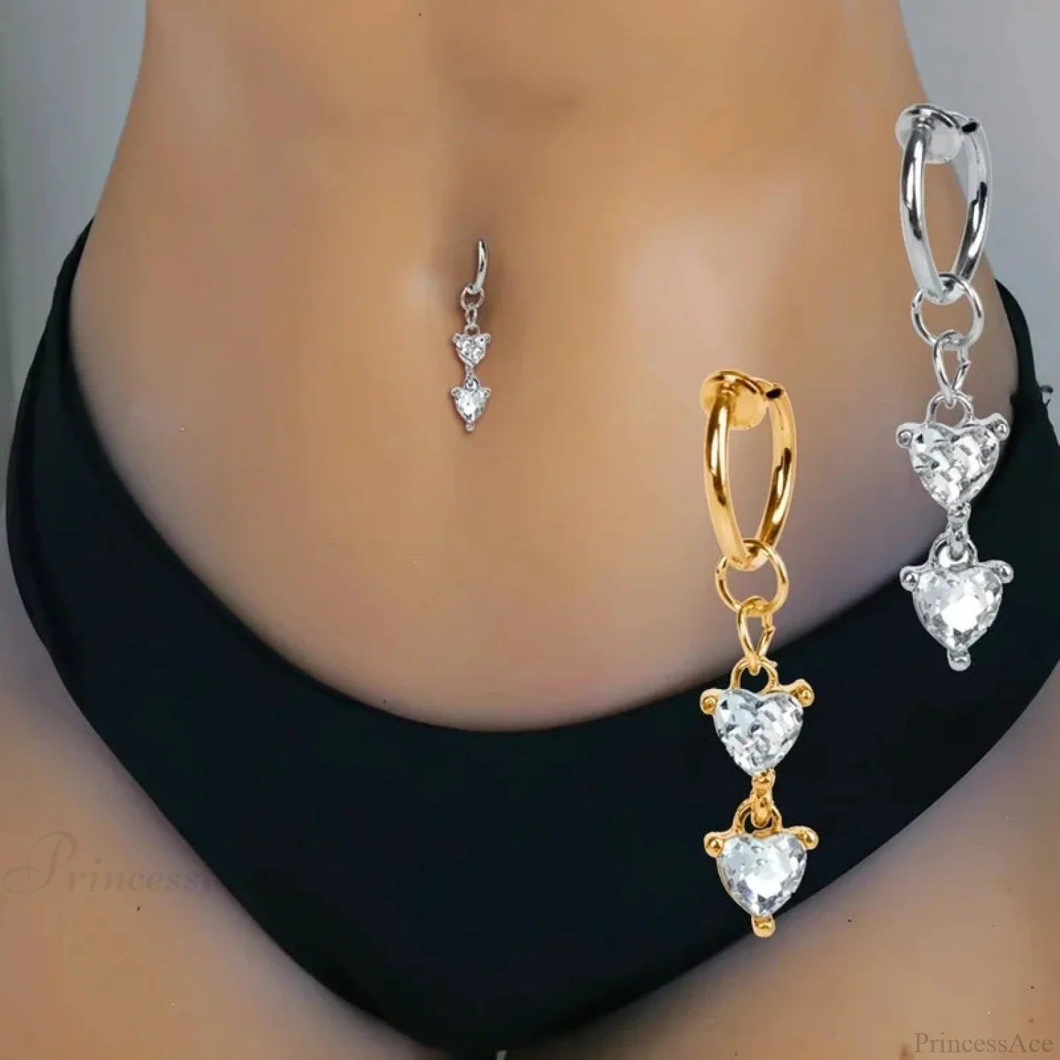 Fashion Butterfly Gothic Fake Belly Ring silver-1