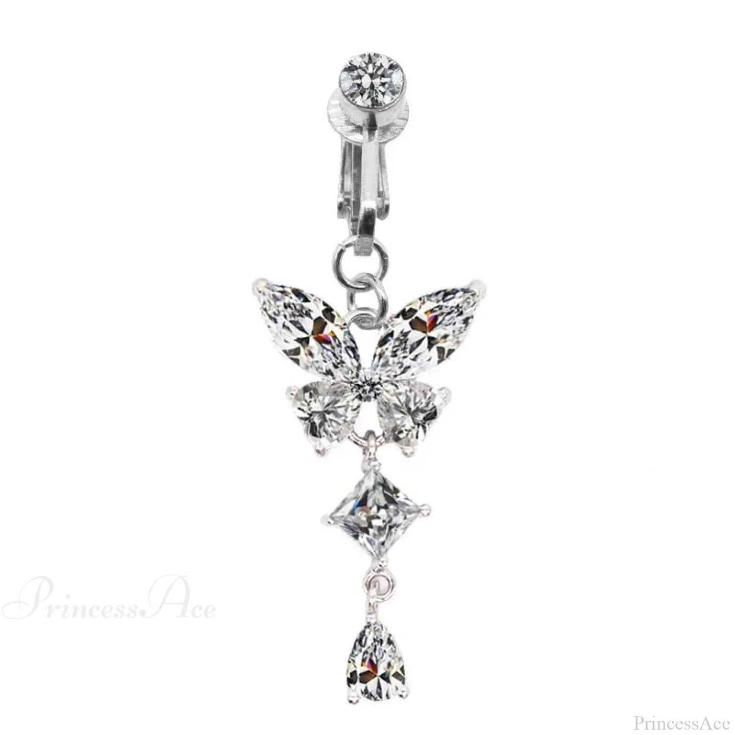 Fashion Butterfly Gothic Fake Belly Ring silver-22