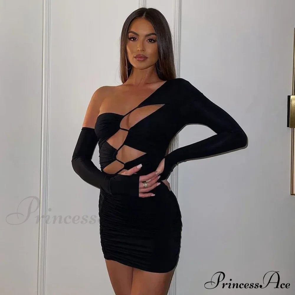 Fashion Cut Out Bandage Club Bodycon Mini Dress Black / S