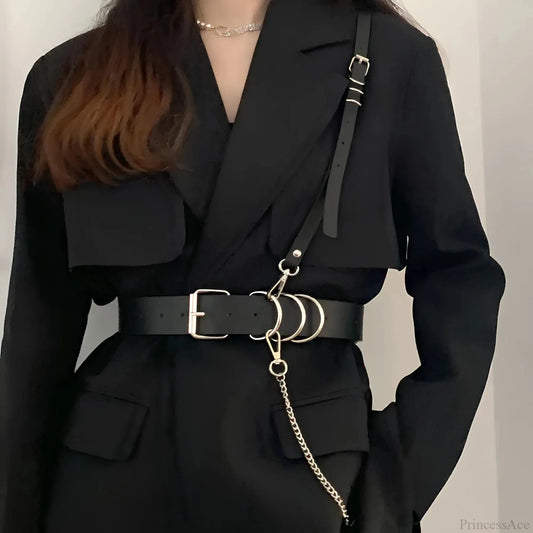 Fashion Dark Harness Waist Belt black