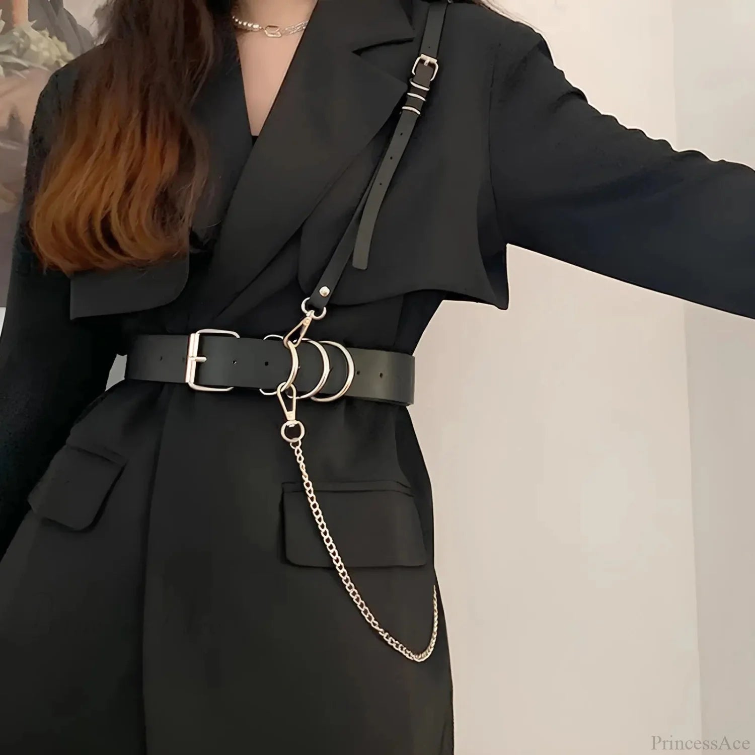 Fashion Dark Harness Waist Belt black