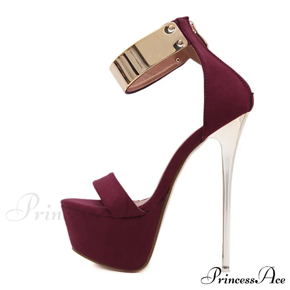 Fashion Design Metal Ankle Cover Strap Women Sexy 16Cm Sandals Platform High Heels Party Club