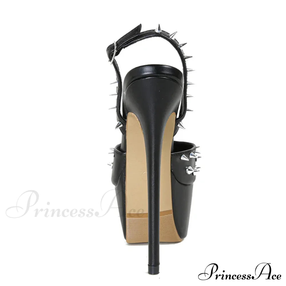 Fashion Design Metal Rivet Back Buckle Strap Platform Sandals Women Wedding Banquet Shoe Peep Toe