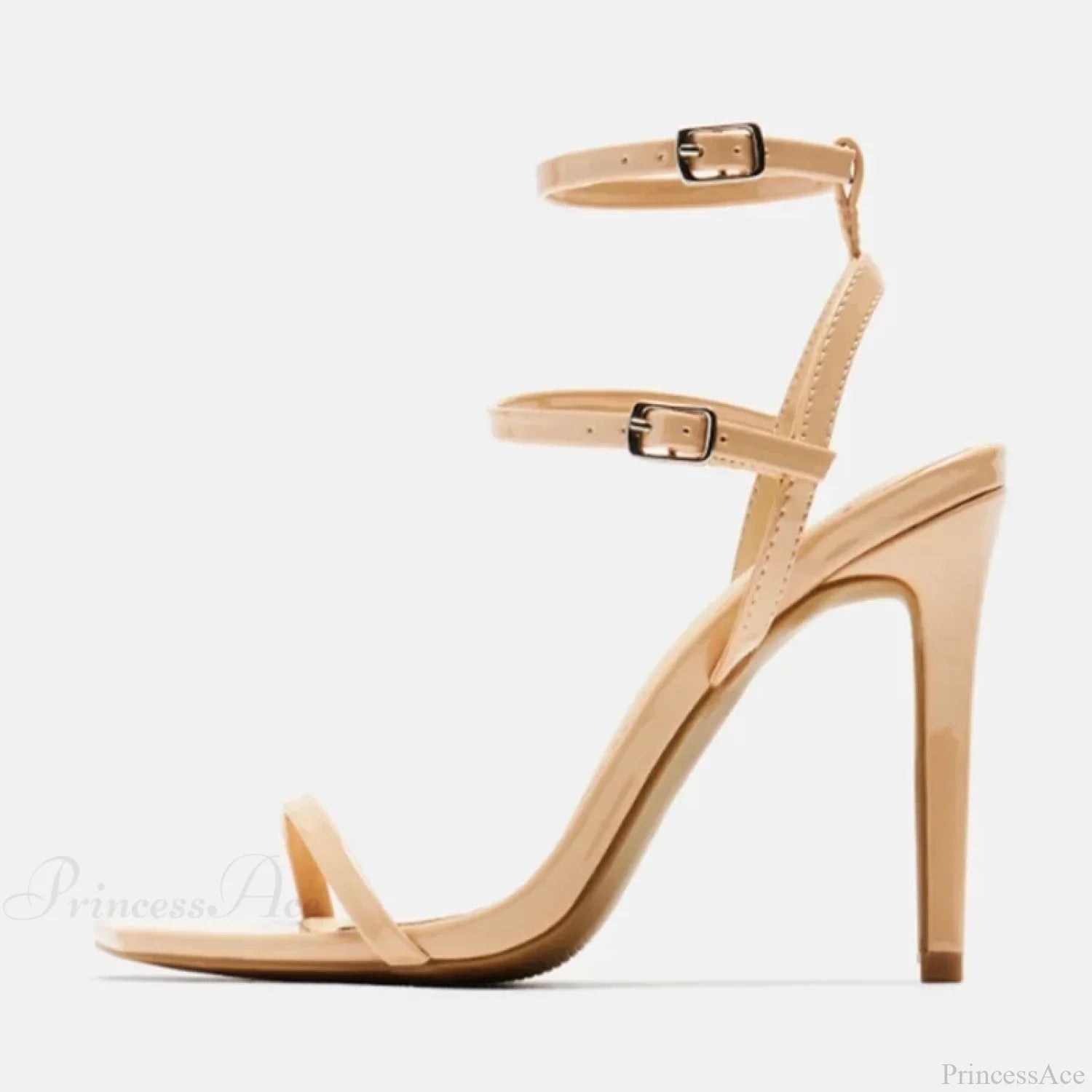 Fashion Double-Buckle Square-Toe Platform Sexy Gladiator Party Dress Summer High Heel Apricot / 36